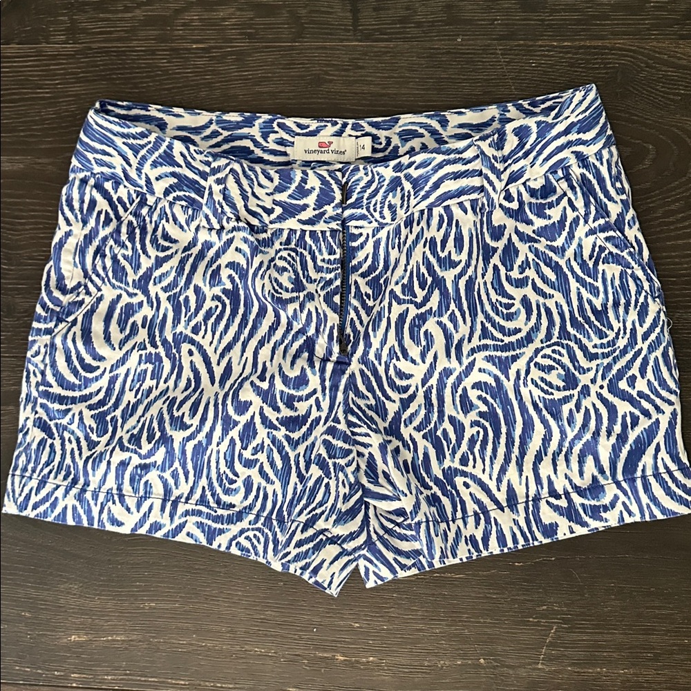 Vineyard Vines Zebra Print Blue and White Shorts